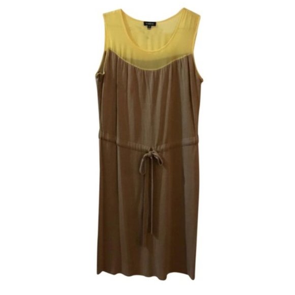 bebe Dresses & Skirts - Bebe Tan and Yellow Dress w Tie Waist Size Medium